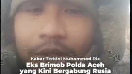 Mantan anggota Brimob 41 Aceh, Bripda Muhammad Rio memberikan laporan terkino, 21 Januari 2026, saat berada di garus depan wilayah Urakian yang baru saja ia rebut bersama pasukan Wagner Gorup untuk Rusia. Foto: Instagram@rakyatacehnews