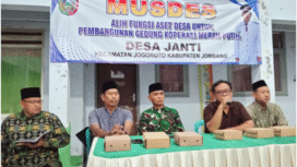 Pembangunan kantor dan gerai Koperasi Desa Merah Putih (KDMP) nasional, mendorong perubahan alih aset desa (tanah). Termauk desa Janti, Jombang, melakukan musyawwarah desa untuk lokasi pembangunan KDMP. Foto: jombangkab.go.id