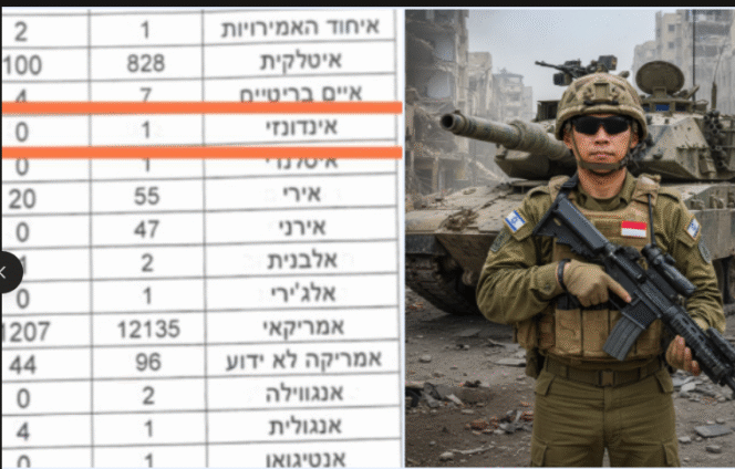 
					Diduga ini merupakan bocoran rahasaia dari tentara pasukan perang Israel, ada warga negara Indonesia (WNI) yang masuk menjadi anggota IDF (Israel Defense Forces, atau Pasukan Pertahanan Israel. Foto: bagynews.com