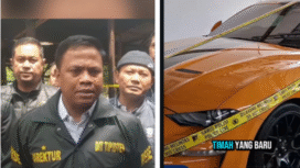 (Kiri) Direktur Dittipidter Brigjen Pol Irhamni menyatakan akan meningkatkan status Asui menjadi tersangka setelah gelar perkara. (kanan) Ford Muastang disita dari rumah Asui di Toboali. Foto: Instagram@breakcaseid