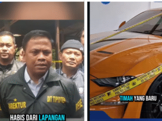 (Kiri) Direktur Dittipidter Brigjen Pol Irhamni menyatakan akan meningkatkan status Asui menjadi tersangka setelah gelar perkara. (kanan) Ford Muastang disita dari rumah Asui di Toboali. Foto: Instagram@breakcaseid