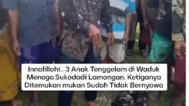 Peristiwa tragis menimpa tiga dari empat bocah perempuan ditemukan meninggal dunia tenggelam di waduk Wenongo, Lamongan, Selasa pagi, 17 Februari 2026. Foto: Instagram@lamongan.update