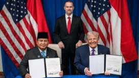 Presiden RI Prabowo Subianto dan Donald Trump teken pengenaan tarif import-ekspor kedua negara, hingga menjadi 0 persen. Pada masa alih, Trump mengenakan tarif flat sebesar 10% untuk 150 hari ke depan. Foto: gerindra.id