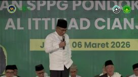 Gus Yahya Staquf sedang memberikan sambutan peresmian SPPG di ponpes Al-Ittihad Cianjur. Foto: tangkap layar video Youtube@NU Online
