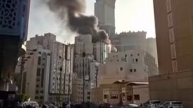 Langganan jamaah Indobesia, hotel Mira Ajyad, 300 meter dari Masjidil Haram, terbajar Kamis sore  12 Maret 2026. Tidak ada korban. Foto: Instagram@uscripted-artis