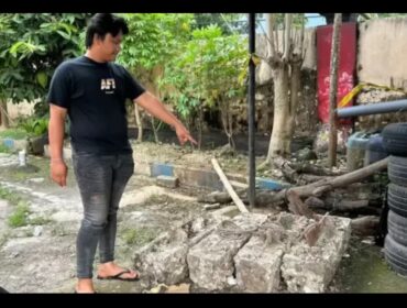 Inilah balok balok baja antikarat yang dicuri tujuh orang dari bawah jrmbatan tiang pancang jembatan Suramadu. Foto: warta baru