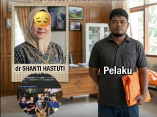 Polisi meringkus seorang pria berinisial FA, 31, dua hari setelah ditemukan jasad dr Shanti Hasuti, 45, dr. Shanti Hastuti pada 24 Maret 2026. Pelaku menghabisi korban 9 Maret 2026. Tersangka adalah tetangga korban di Desa Raklunung, Kecamatan Blangkejeren, Kabupaten Gayo Lues. Foto: Instagram@arie_ngetren