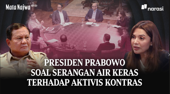 Presiden Prabowo Subianto sedang melakukan diskusi dengan sejumlah tokoh peras, salah satunya Najwa Shiba. Ia bertanya soal penanganan kasus hukum penyiraman air keras kepada wakil koordinator KontraS, Foto: tangkap layar youtube@Najwa Shibah