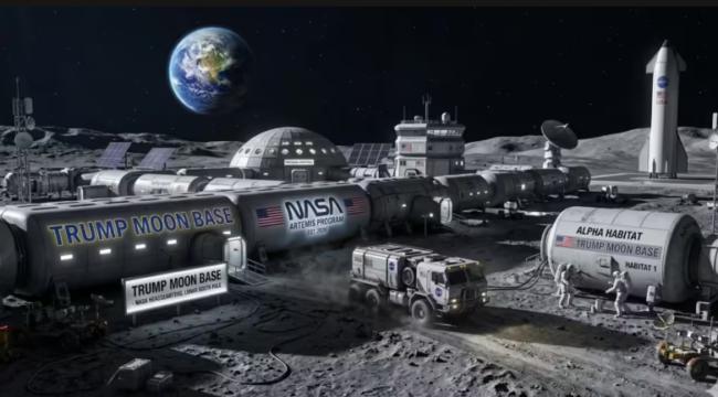 Beginilah kampung hunian di bulan yang akan dibangun oleh NASA diberi nama: Pangkalan Bulan Presiden Trump. Foto: thetimesofindia