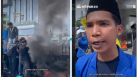 Aksi unjuk pertama terhadap Rudi Masud, gubernur Kalimantan Timur, Kamis 9 April 2006. (Kiri) Pelajar dan Mahasiswa Islam Indonesia (PMII) Samarinda sudah begerak lebih dlulu menyampaikan aspirasi kepada gubernur. (Kanan) Taufikuddin, Koordinatyor Lapangan (Korlap) aksi unjuk rasa. F0t0: Instagram@selasarmedia