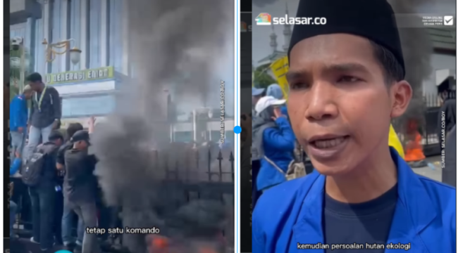 Aksi unjuk pertama terhadap Rudi Masud, gubernur Kalimantan Timur, Kamis 9 April 2006. (Kiri) Pelajar dan Mahasiswa  Islam Indonesia  (PMII) Samarinda sudah begerak lebih dlulu menyampaikan aspirasi kepada gubernur. (Kanan) Taufikuddin, Koordinatyor Lapangan (Korlap) aksi unjuk rasa. F0t0: Instagram@selasarmedia