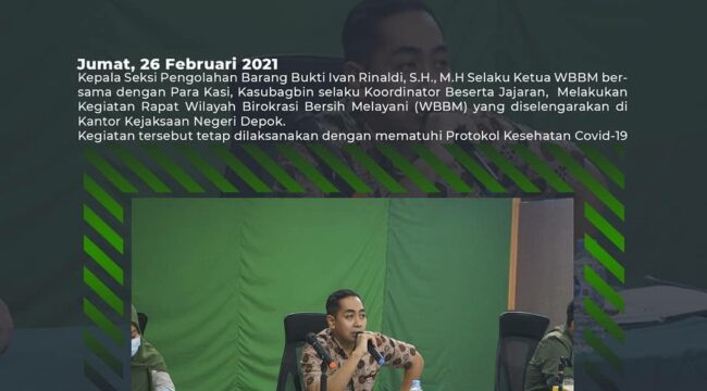Foto dokumen saat Jaksa Ivan Rinaldi SH, MH sedang rapat di kantor Kejaksaan Negeri Depok, Jabar, sebeluum dipindah tugas ke Kejaksaan Tinggi Banten. Foto: Instagram@kejaksaannegeri depok