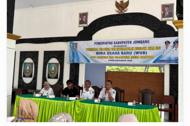 
					Dinas Peternakan Kabupaten Jombang berkolaborasi dengan PT Japfa Comfeed menggelar pelatihan Budidaya Ayam ULU, selama 2 hari, tanggal 23-24 April 2026, di pendopo kecamatan Bandar Kedungmulyo. Foto: jombangkab.go.id