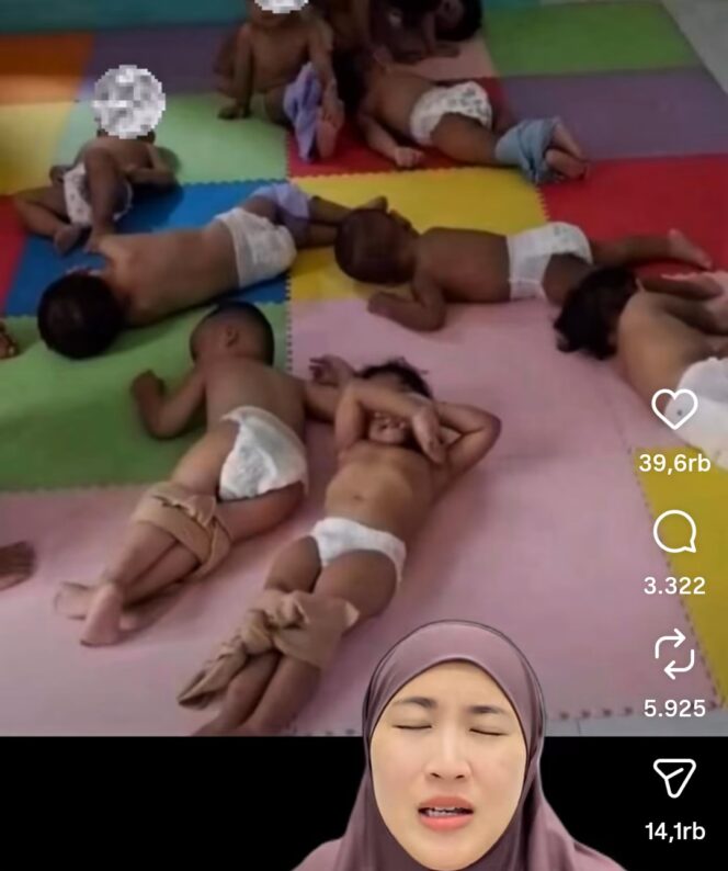 
					Bocah bocah bayi usia 1 sampai 5 tahun ini tidur tanpa baju dan alas tidur, cuma pakai pumpers, kaki diikat agar meteka tidak berjeliara. Terjafi di yayasan daycare Little Aresha, Umbulharji  Yogyajarta. Foto: ist