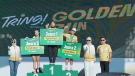 Juara I, II dan III Tring! Golden Run 2026 perdana, Minggu 25 April 2025. Diselenggarakan oleh PT Pegadaian Indonesia, mendonasikan Rp 1,250 untuk atlet Indonesia. Foto: dok/ panitia