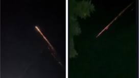 Warga masyakar di sekitar Lampung, bisa menyaksikan secara jelas sekaligus bernayka yang melakukan rekaman video, pada Sabtu malam sekitar pukul 20.00 WIB, 4 April 2025. Para ahli menyebutnya seb agau benda serpihan roket jatuh ke samudera. Foto: Kolase/ist