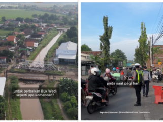 Jembatan Bokwedi yang dijadwalkan berlangsung cukup lama, yakni mulai 6 April hingga 30 November 2026. Foto: Instagram@seputar_pasuruan
