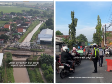 Jembatan Bokwedi yang dijadwalkan berlangsung cukup lama, yakni mulai 6 April hingga 30 November 2026. Foto: Instagram@seputar_pasuruan
