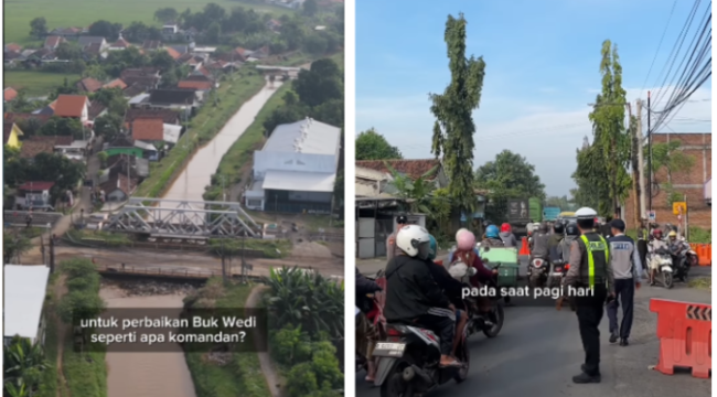 Jembatan Bokwedi yang dijadwalkan berlangsung cukup lama, yakni mulai 6 April hingga 30 November 2026. Foto: Instagram@seputar_pasuruan
