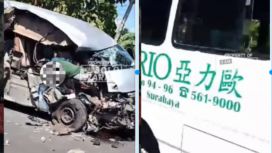 Sebuah ambulans milik Ario, perusasaja jasa pemakam Surabaya alami kecelakaan segti tiga beruntutn saat mengantar jenazah ke jemberu, terjadi Jalan Raya Malasan Wetan, Tegalsiwalan, Probolinggo, Rabu  1 April 2026, hanya dua orang dari Toyota HiAce. Foto: Instagram@wartabromo