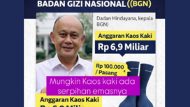 Sebuah organisasi nirlaba Multatuli merilis analisis belanjaja BGN, termasuk info pembelian 17.000 pasang kaos kaki senilai Rp 6,9 miliar. Foto: Facebook@yuga zulkarnaen
