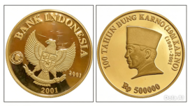 Inilah koin khusus peringatan 100 Tahun Bung Karno yang diterbitkan oleh BI tahun 2001, jumlahnya hanya 4.000 keping. Foto: ist