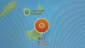 Gempa dengan mengnetudo 4.6 terjadi di wilayah Selat Sunda, Kamis, 7 Mei 2026. Foto: Ist
