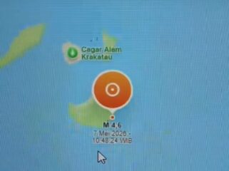 Gempa dengan mengnetudo 4.6 terjadi di wilayah Selat Sunda, Kamis, 7 Mei 2026. Foto: Ist
