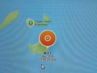 Gempa dengan mengnetudo 4.6 terjadi di wilayah Selat Sunda, Kamis, 7 Mei 2026. Foto: Ist
