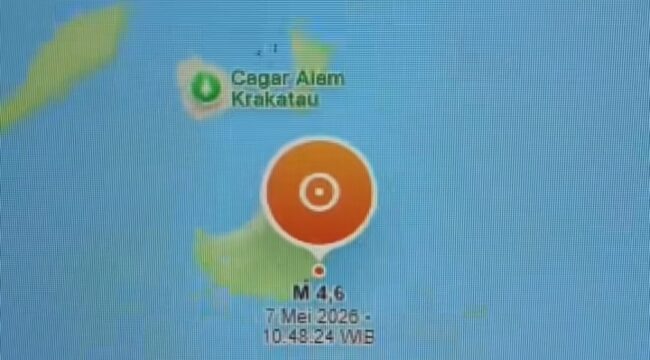 Gempa dengan mengnetudo 4.6 terjadi di wilayah Selat Sunda, Kamis, 7 Mei 2026. Foto: Ist
