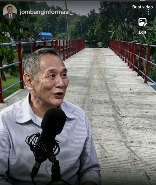 
					H Jusuf Hamka, namanya diabadikan menjadi nama jemvatan beti uiuran 24 mx 4.5 m yang menelan biaya Rp850 juta. Diresmikan Jumat 8 Mei 2026, di Desa Jipurafah, Pladaan, Jombang. Foto: kolase