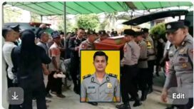 Polisi Bandar Lampung melakukan pemakaman mendiang Brigpol Arya Supena, yang gugur ditembak pelaku curanmor, Sabtu pagi, 9 Mei 2026. Foto: kolase
