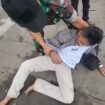 MY, 54, klenger setelah dikeroyok massa keluarga korban dari 11 siswa pelecehan. Ia berusaha lari ke Sumatera, namun berhasil diadang keluarga korba, Rabu 8 Mei 2026. Foto: ist