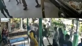 Hasil video CCTV, rumah pemilik pohon mangga diserbu puluhan orang yang mengaku sebagai kerabat terduga pencuri mangga yang tewas karena jatuh terjadi di kota Bontang, Kalimantan Timur. Foto: Ist