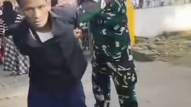 Serda TNI Johan, Babinsa, Grati, Pasuruan, berhasil menangkap satu dari tiga orang terduga begal membawa bondet (bom ikan) dan celurit, serta perlengkapan curanmor, Senin pagi, 11 Mei 2026. Foto: instagram@medsodzone