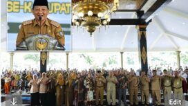 Pemkab Jombang selenggarakan lomba bertutur 2026, diikuti 50 siswa siswi kelas IV SD/Mi, Selasa-Rabu, 12- 13 Mei 2026. (Insert) Sekda Jombang Agus Purnomo. Foto: diskominfo jombang