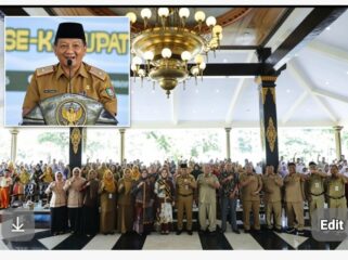 Pemkab Jombang selenggarakan lomba bertutur 2026, diikuti 50 siswa siswi kelas IV SD/Mi, Selasa-Rabu, 12- 13 Mei 2026. (Insert) Sekda Jombang Agus Purnomo. Foto: diskominfo jombang