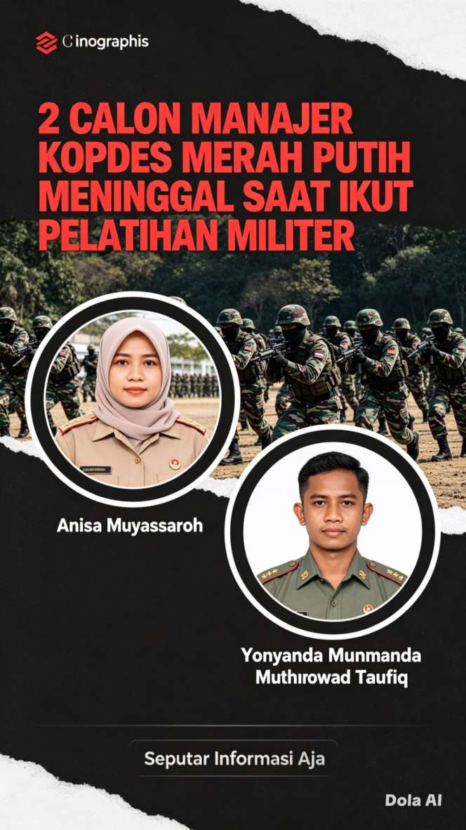 
					Dua orang peserta latihan dasar militer (Latsarmil) bagi calon manajer Koperasi Desa meninggal dunia. Foto: grafis/ tim redaksi kredonews.com