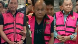Kejaksaan menahan Trio Macan BGN, setelah 12 jam diperiksa, dan langsung ditahan, Rabu sore, seiitar pukul 17.45, langsung dijebloskan ke tahanan kejaksaan. Foto: ist