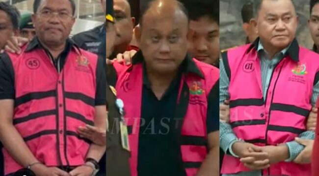 Kejaksaan menahan Trio Macan BGN, setelah 12 jam diperiksa, dan langsung ditahan, Rabu sore, seiitar pukul 17.45, langsung dijebloskan ke tahanan kejaksaan. Foto: ist