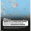 Gempa berkekuatan magnetudo  7.7 terjadi di wilayah Mindanao Selatam, terasa getarannya di Indonesia utara, Senin 8 Juni 2026. Foto: ist
