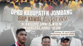 Sejumlah mahasiswa yang tergabung dalam Aliansi Melihat Infonesia, GMNI dan BEM.Undar melakukan aksi unjuk rasa di depan gedung DPRD Jombang, Jumat, 19 Juni 2026. Foto: instagram@dprd-jombang