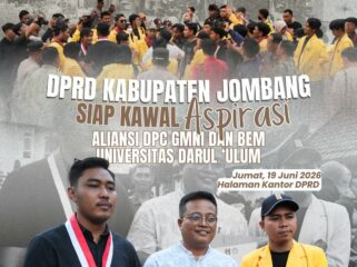Sejumlah mahasiswa yang tergabung dalam Aliansi Melihat Infonesia, GMNI dan BEM.Undar melakukan aksi unjuk rasa di depan gedung DPRD Jombang, Jumat, 19 Juni 2026. Foto: instagram@dprd-jombang