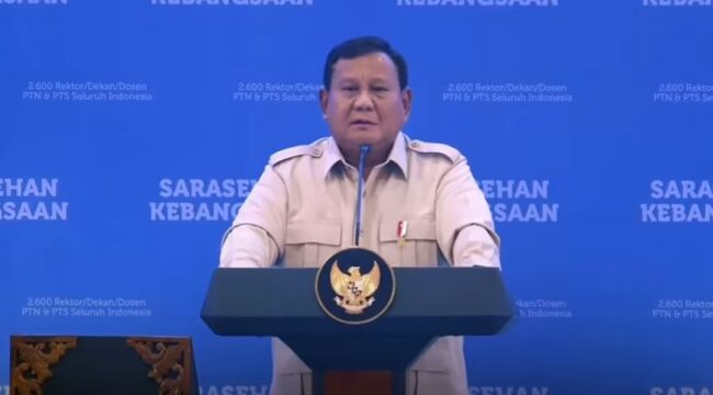 Presiden Prabowo sedang melakukan pertemuan bersama 216 akademisi dari seluruh Indonesia, Jumat 26 Juni 2026. Foto: instagram@cvault.id