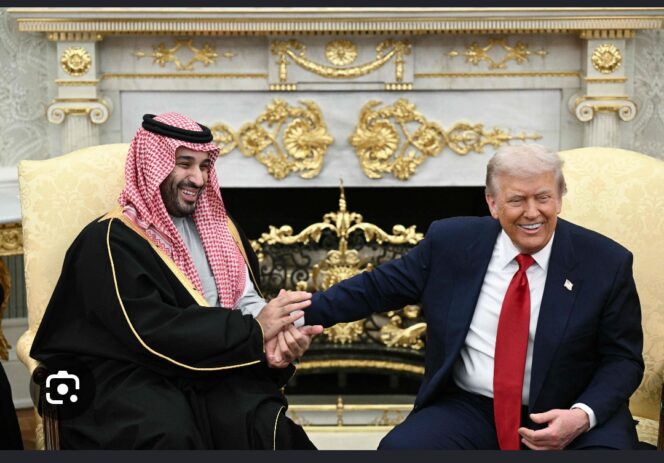 
					Pangeran Mohammad bin Salman san Presiden Amerika Serikat, Donald Trump. Foto: ist