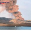 Gunung berapi Anak Krakatau di Selat Shbda meletus, semburkan awan panas hingga 400 meter, terjadi pukul 08.15  wib, 4 Juli 2026. Foto: PVMBG