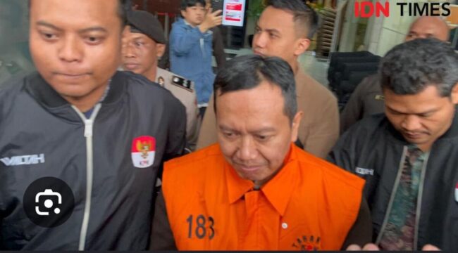 KPK menahan M Mahrus Ali, anggota DPRD Jatim, kasus ijon dana hibah Rp83,4 miliar, Selsda 28 Juni 2026. Foto: ist