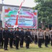 Polres Jombang saat gelar pasukan kesiapan pengamanan Muktamar NU ke 35, Rabu (26/8/2026)