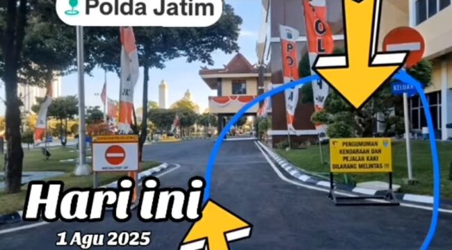 Pengacara Lesanpuro, Malabg, Ningtyas Hesti unggah video du akun medsos, menyoal mansua dilarang melewati jalan di depan kantor utama Kapolda Jatim. Foto: instagram@nisgtyashesti