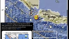 Setelah erupsi semburkan magma vulkanik 15.000 mter, kini kondisi air laut di pesisir pantai kawsan Gunung Anak Krakatau, disertai gempa magnetudo 3,8, terjadi Selasa malam, 8 September 2026. Foto: ist